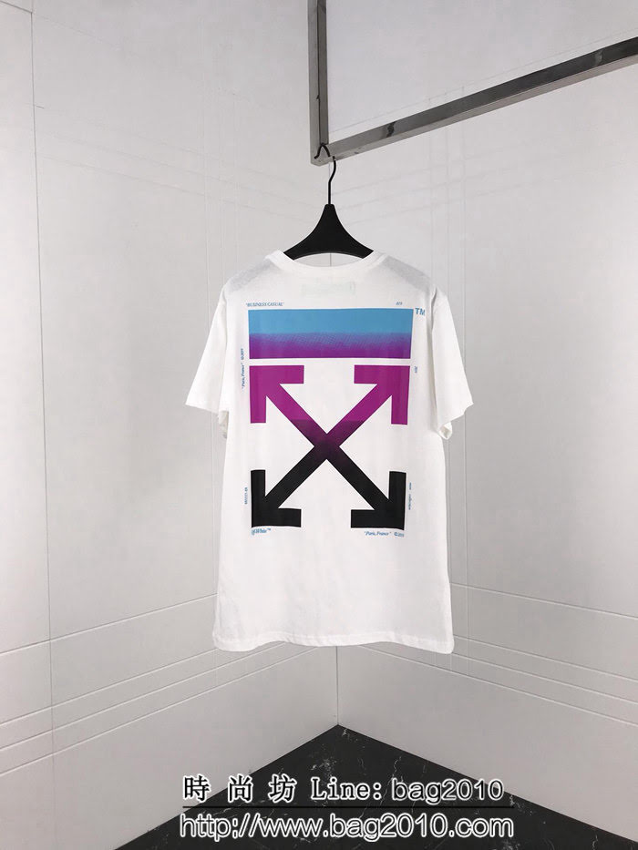 OFF-white19ss春夏新款 漸變色箭頭 精梳棉短袖 男女同款 ydi1453